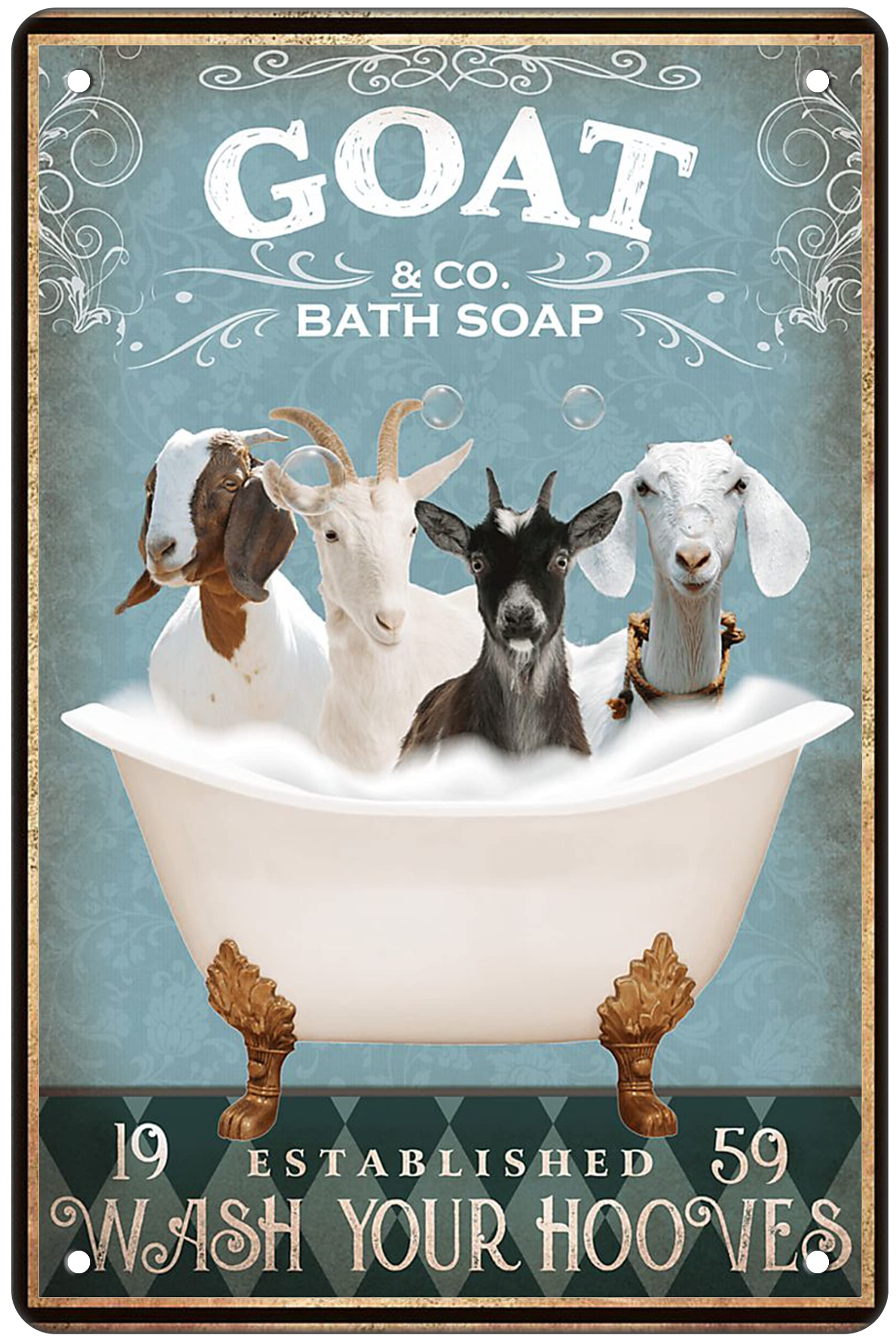 Vintage Metal Pig Bathroom Decor Tin Sign Wall Art Poster Retro Bar Home Decor 8x12 Inch