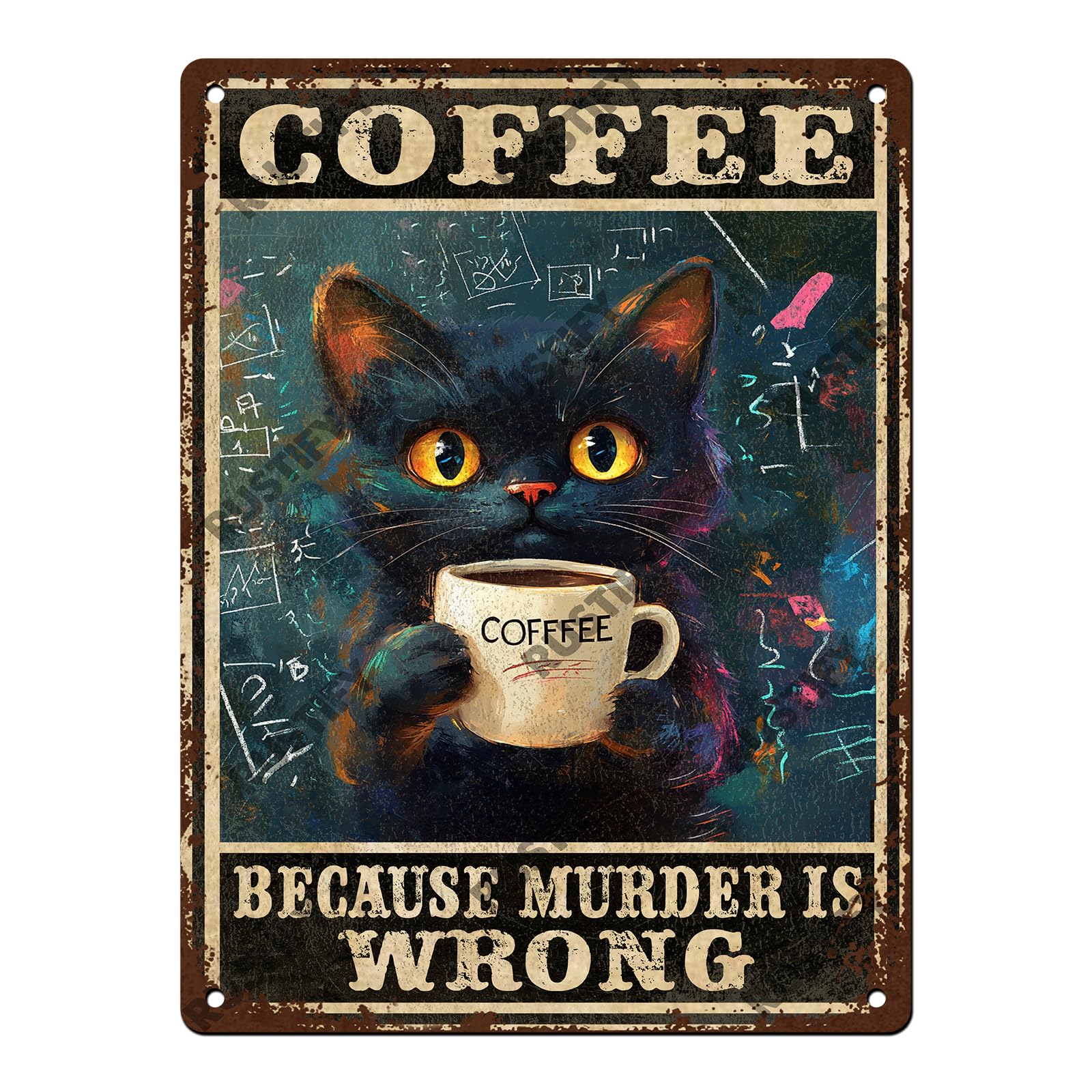 Cat Metal Tin Sign Vintage Retro Style Aluminum Sign Wall Art Decor 12x8 Inch