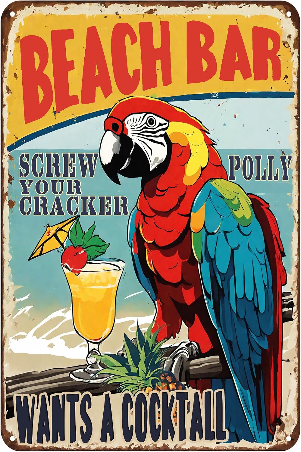Creative Metal Sign 8x12 Inches Beach Bar Tin Metal Sign Personalized Sign Great Gift for Friend Backyard Oasis Bar Outdoor Patio