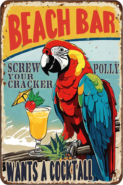 Creative Metal Sign 8x12 Inches Beach Bar Tin Metal Sign Personalized Sign Great Gift for Friend Backyard Oasis Bar Outdoor Patio