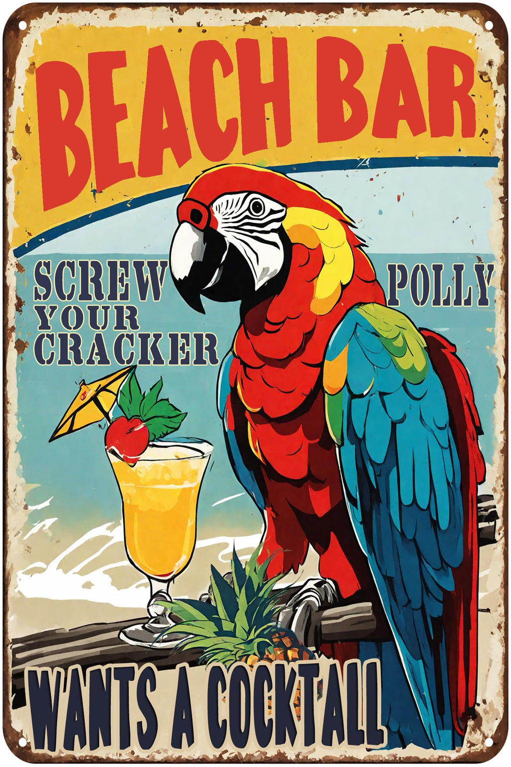 Creative Metal Sign 8x12 Inches Beach Bar Tin Metal Sign Personalized Sign Great Gift for Friend Backyard Oasis Bar Outdoor Patio
