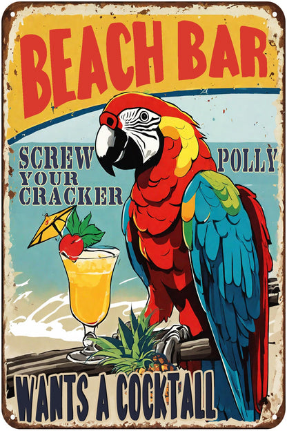 Creative Metal Sign 8x12 Inches Beach Bar Tin Metal Sign Personalized Sign Great Gift for Friend Backyard Oasis Bar Outdoor Patio