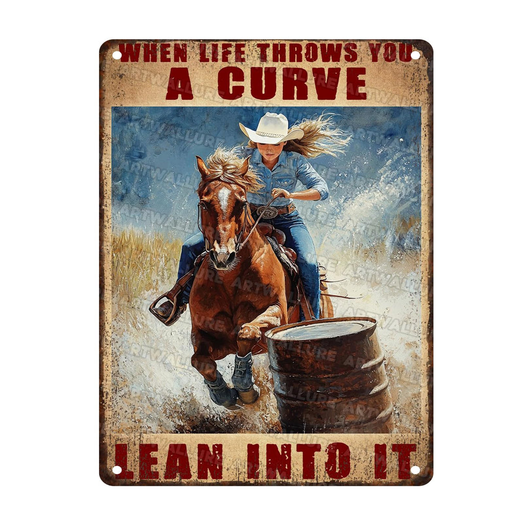 Retro Cowgirl Tin Sign Metal Wall Art Rustic Western Home Decor Wanted Theme 8x12inch