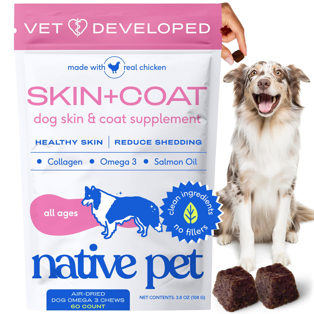 Native Pet Omega 3 Fish Oil for Dogs & Cats – Wild Alaskan Salmon Oil for Dogs Skin and Coat, Supports Joints, Heart & Shedding – Fast-Absorbing Omega 3 6 9 Liquid Supplement – 8oz