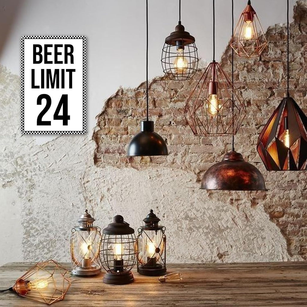 Beer Limit 24 Sign Bar Signs for Home Man Cave Accessories Decor Metal Garage Tin Signs for Men Gifts Basement Bar Sign Wall Art Decorations 8x12 Inch