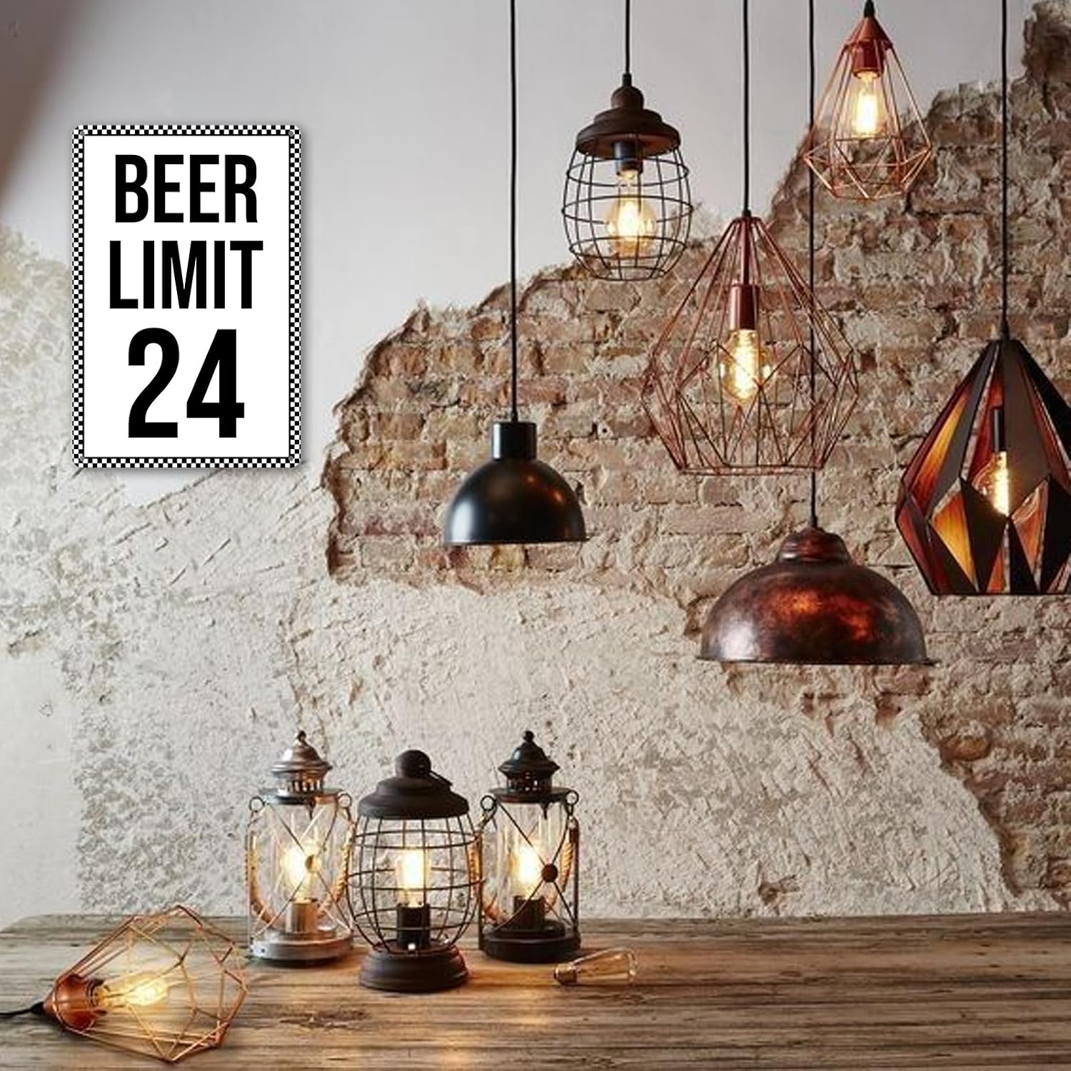 Beer Limit 24 Sign Bar Signs for Home Man Cave Accessories Decor Metal Garage Tin Signs for Men Gifts Basement Bar Sign Wall Art Decorations 8x12 Inch