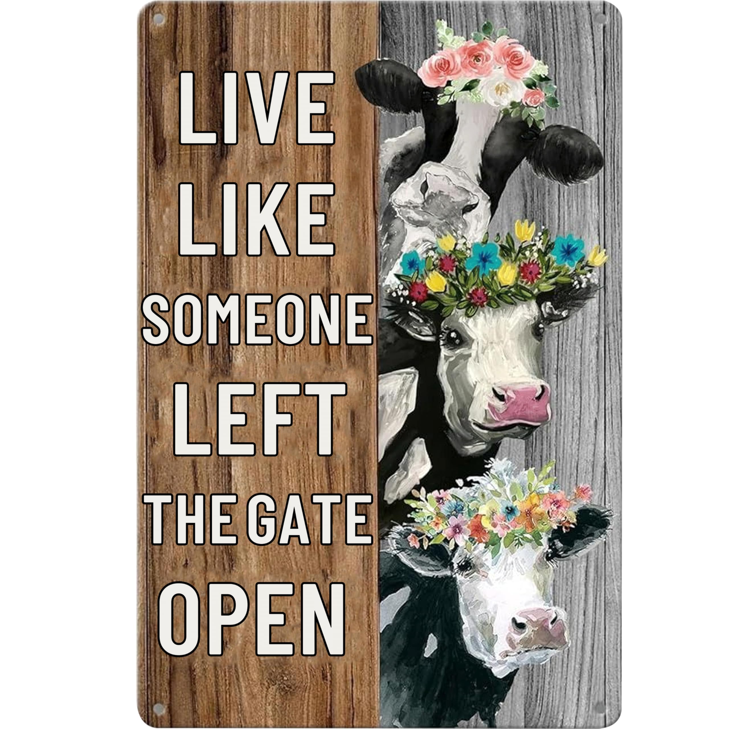 Vintage Metal Chicken Signs-Funny Chicken Decor Sign Live Like Someone Left The Gate Open Tin Sign for Home Chicken Coop Farm Fence Kitchen Bathroom Bedroom Wall Decor 8x12 Inches