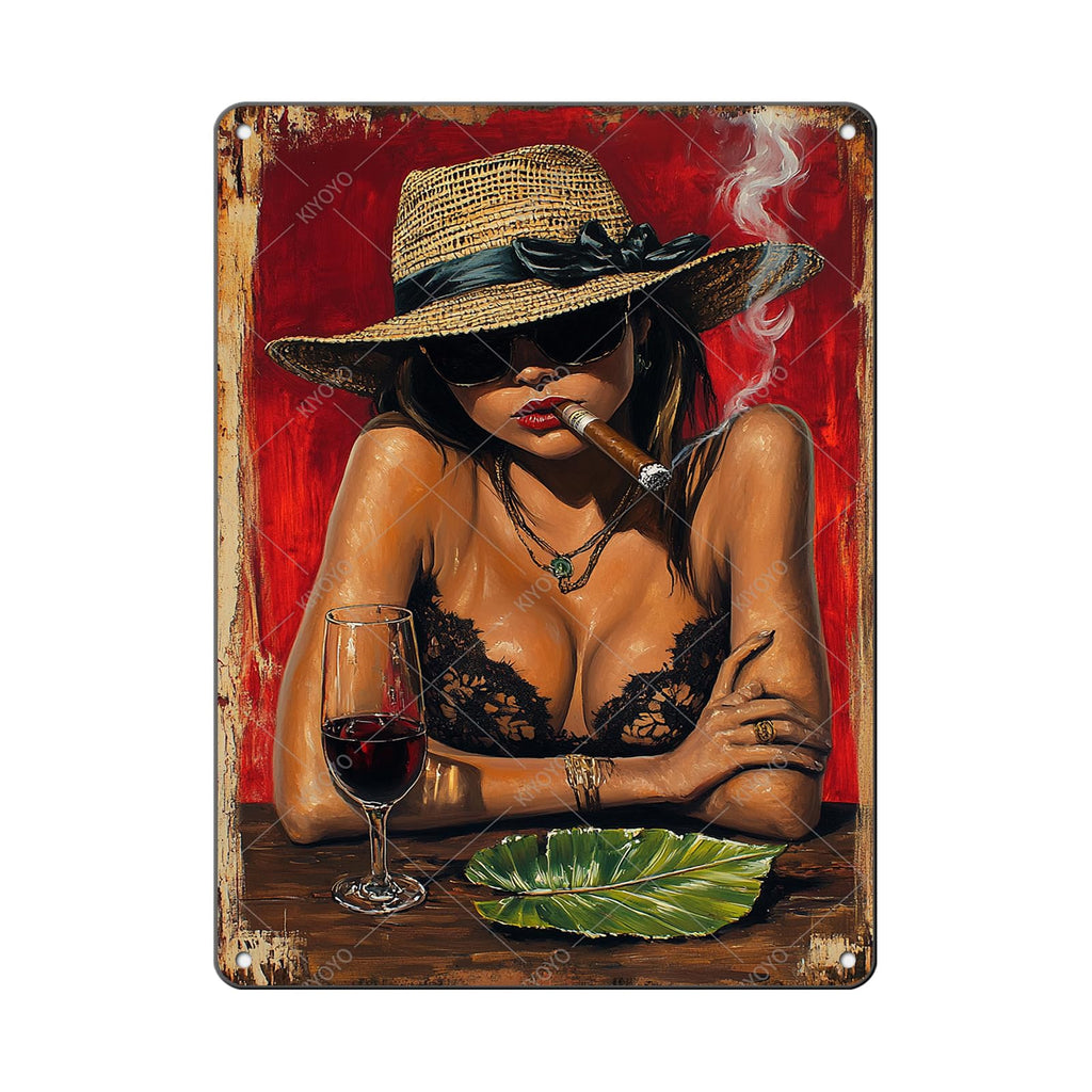 50s Pin up Girl Fishing Metal Tin Sign Open Fly Season Wall Decor Home Angler Cafes Lake House Seascape 12x8 Inch