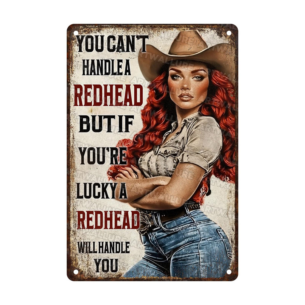Retro Cowgirl Tin Sign Metal Wall Art Rustic Western Home Decor Wanted Theme 8x12inch