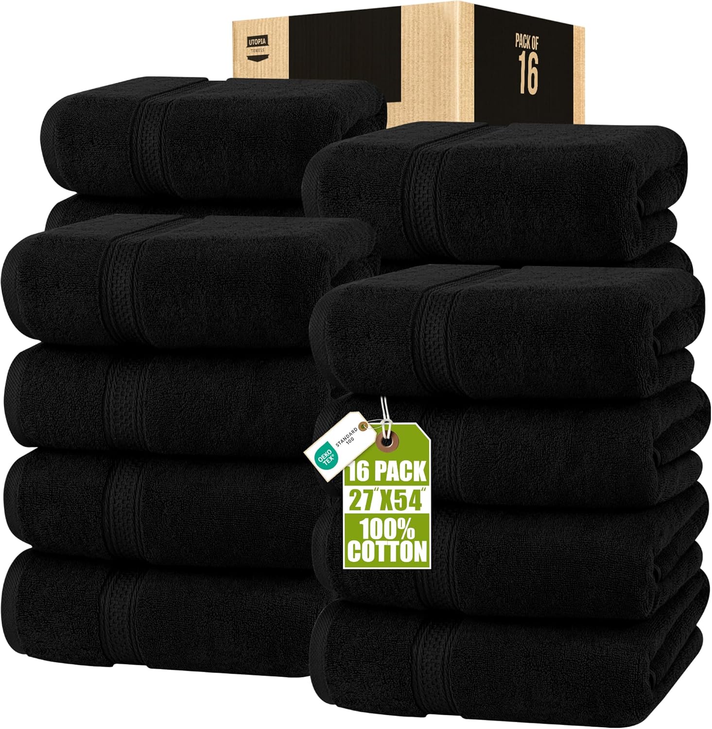Utopia Towels 4 Pack Premium Bath Towels Set, 27 by 54 Inches, 100% Ring Spun Cotton 600GSM, Lightweight and Highly Absorbent Quick Drying Towels, Perfect for Daily Use, Dark Brown