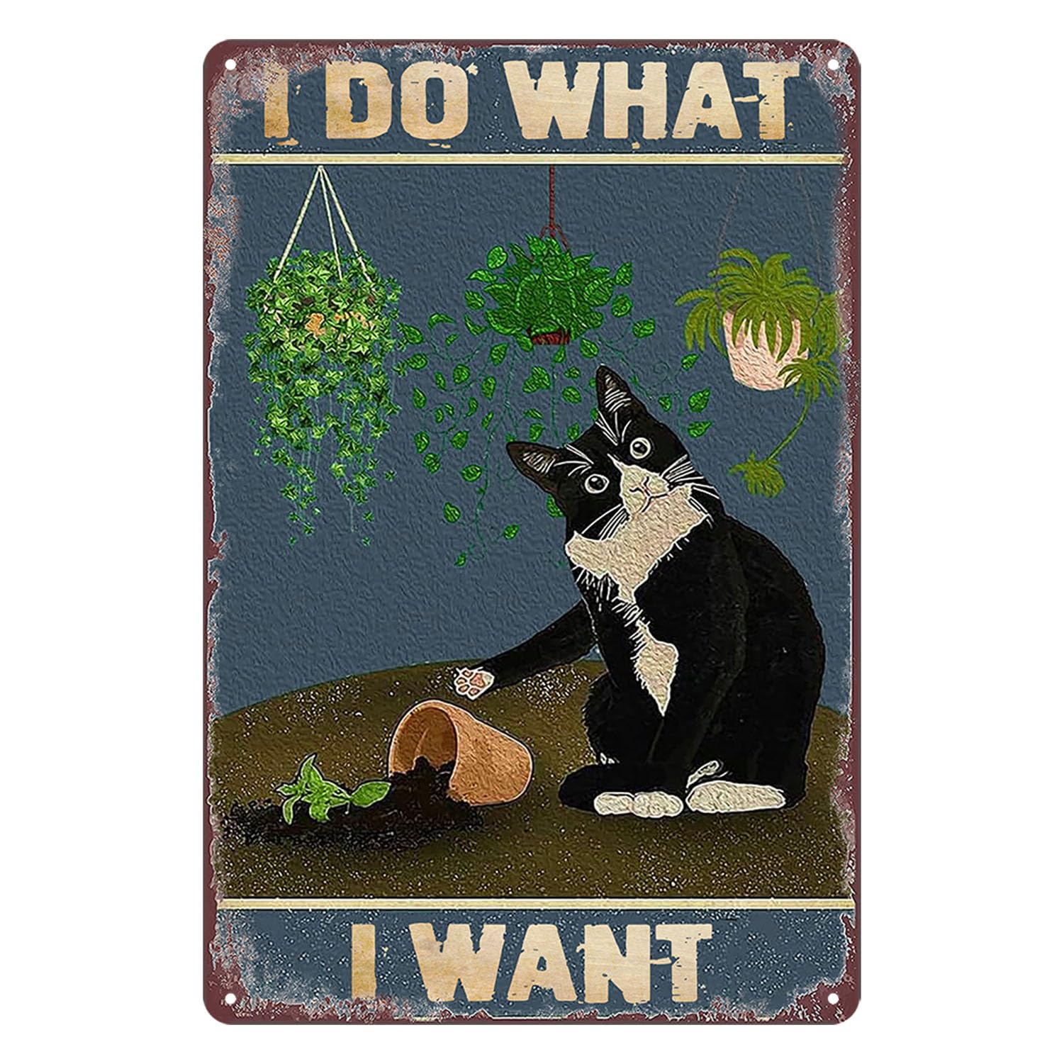 Funny Black Cat Wall Art Metal Tin Sign Vintage Cat Bathroom Poster I Do What I Want Cat Signs Personalized Wall Decor Funny Cat Sign Welcome To The Bathroom A Cat Will Signs 8x12 Inch