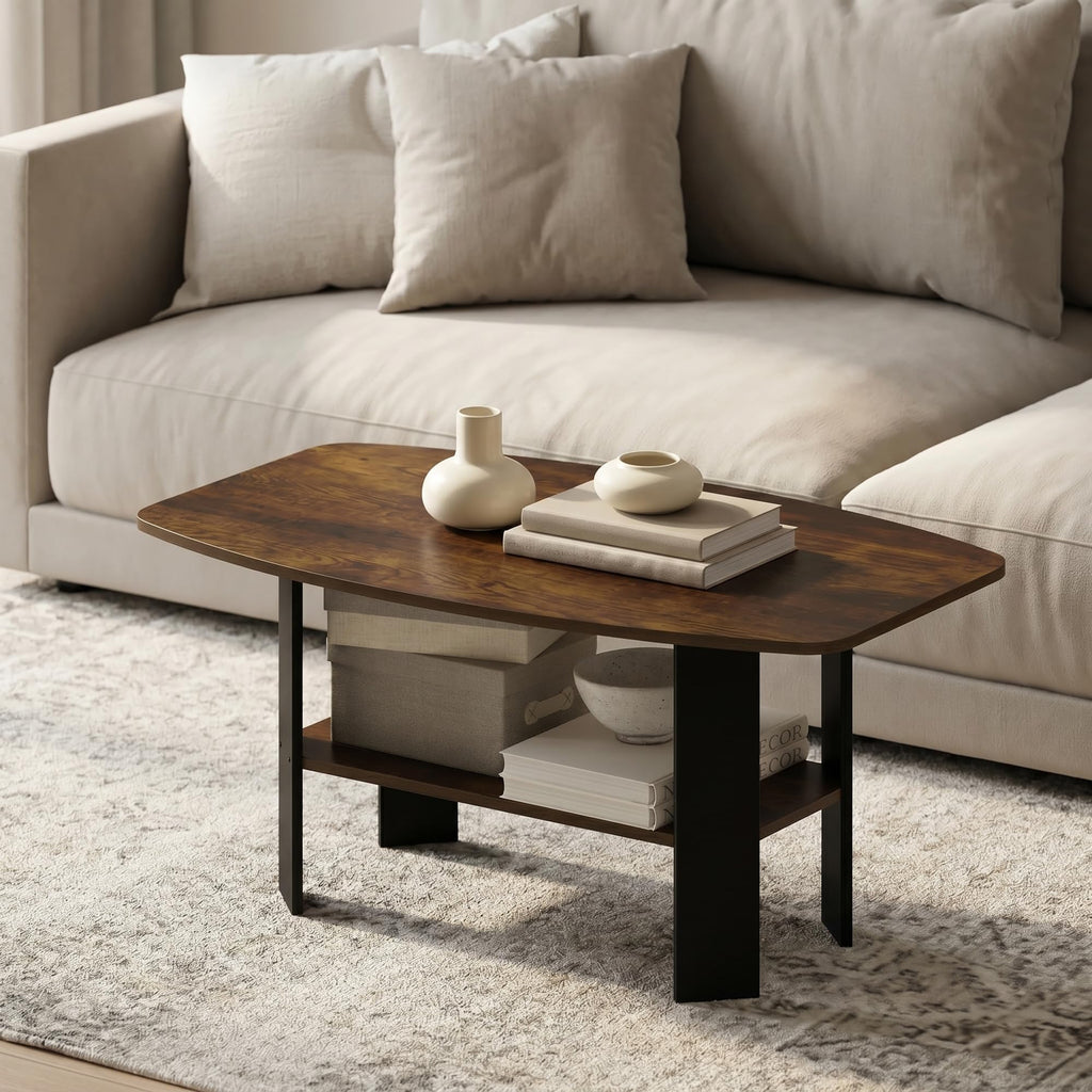 Furinno Simple Design Coffee Table, French Oak Grey/Black