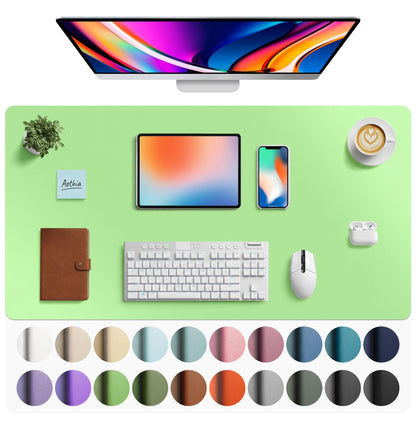 Aothia Non-Slip Waterproof PU Leather Desk Pad Protector for Mouse, Writing Desk, Office, Home, Laptop Blotter, 23.6" x 13.7", Black