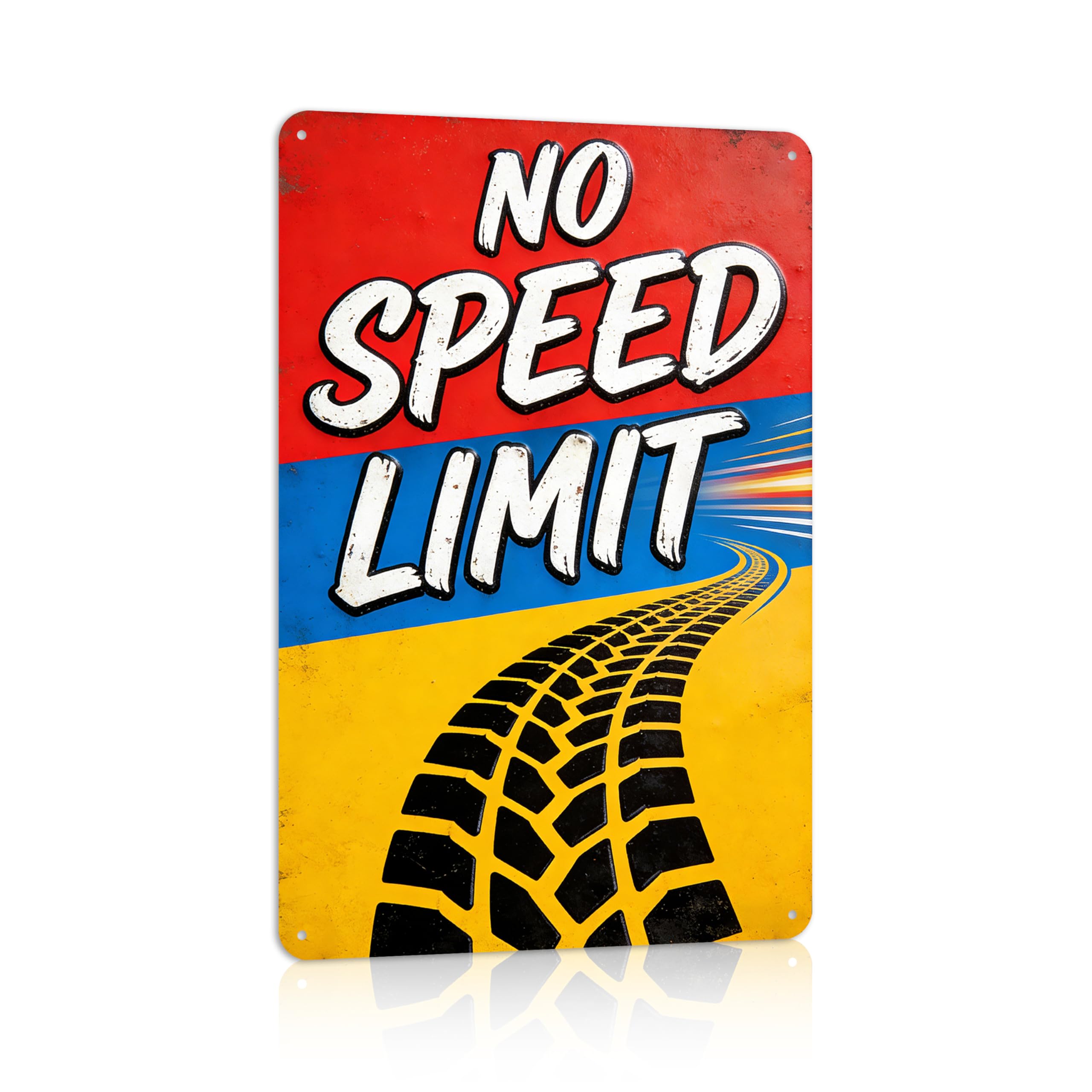 Vintage No Speed Limit Wall Decor Metal Sign Tin Signs for Man Cave Game Room Auto Shop for Men Car Lover,12x8 inch