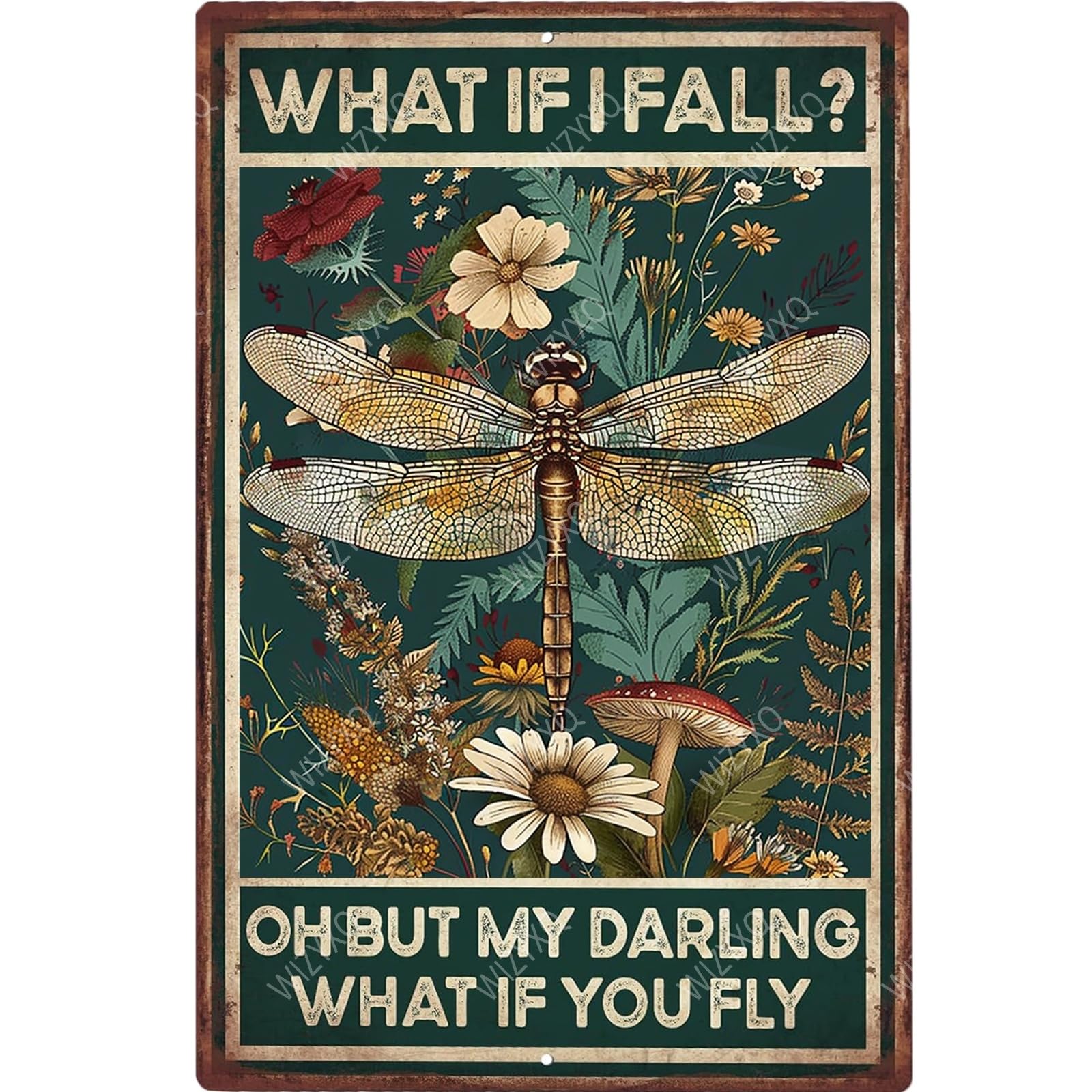 Floral and Bee Metal Signs In A World Where You Can Be Anything Funny Vintage Tin Sign Retro Wall Decor for Bee Lovers Room 8×12 Inches