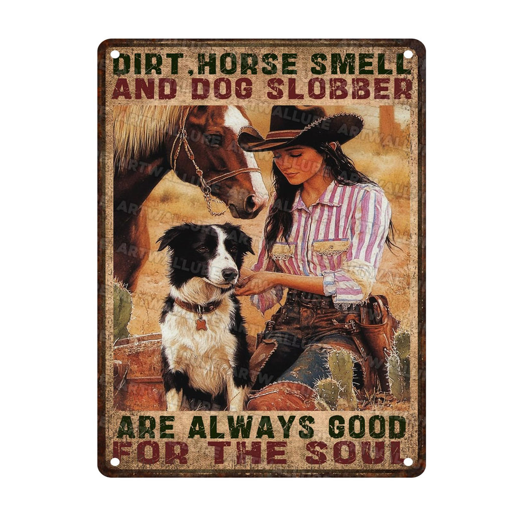 Retro Cowgirl Tin Sign Metal Wall Art Rustic Western Home Decor Wanted Theme 8x12inch