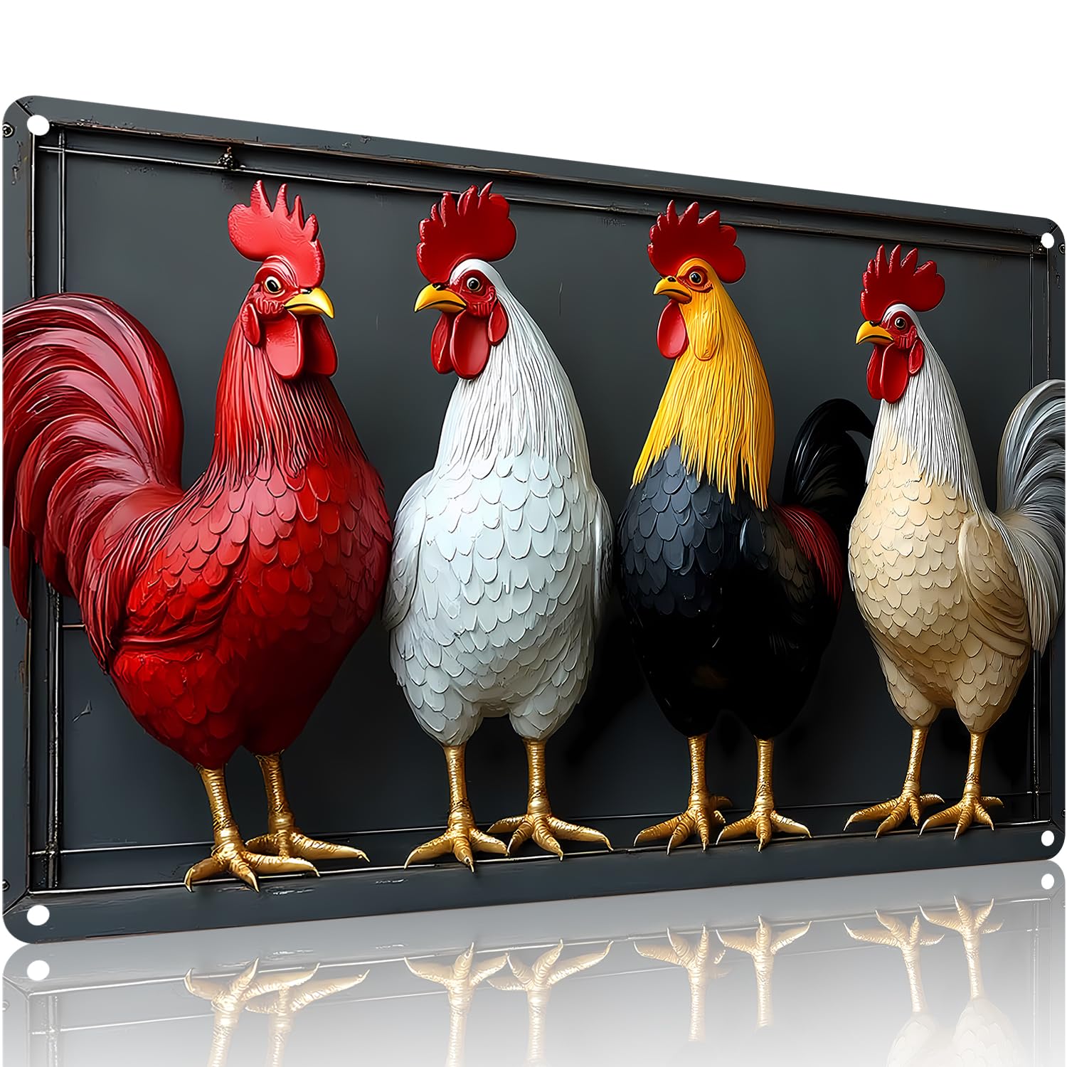 FunnySign Rooster Décor Today's Mood: Cranky With A Touch Of Psycho Rustic Tin Sign For Home Farm Chicken Coop Decor 8x12 Inch (9712)