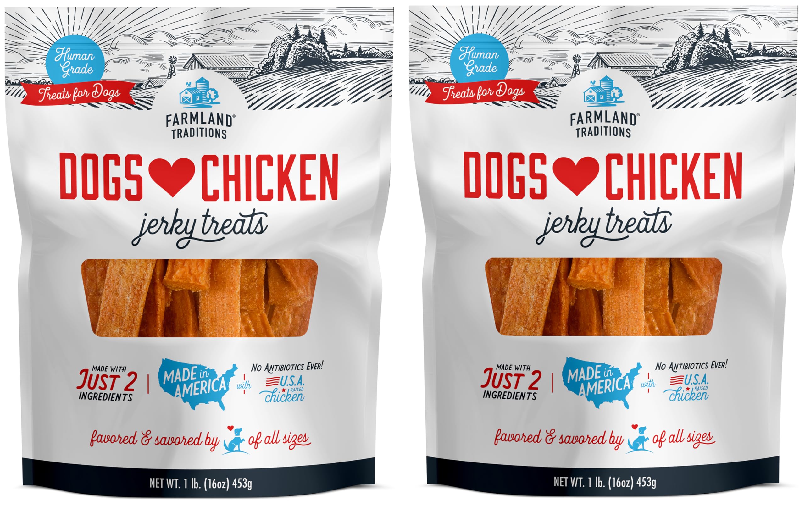 Farmland Traditions Filler Free Dogs Love Chicken Premium Jerky Treats for Dogs, 3 lb. Bag