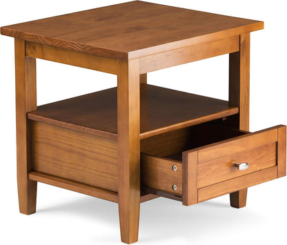 SIMPLIHOME Warm Shaker Solid Wood 20 inch Wide Rectangle Transitional End Side Table in Light Golden Brown for the Living Room and Bedroom