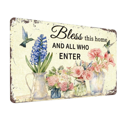 Bless the Food Before Us Wall Decor Christian Gift Bible Verse Metal Tin Signs Inspirational Sign for Farmhouse Kitchen Dining Room Wall Decor 8x12 Inch