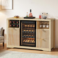Coffee Bar Cabinet with Fridge Space, 53" L Wine Cabinets with Storage Drawer, Wood Buffet Sideboard Table, Fluted Liquor Cabinet with Wine Rack for Home, Living Room,20"D x 53.1"W x 39.4"H-Black
