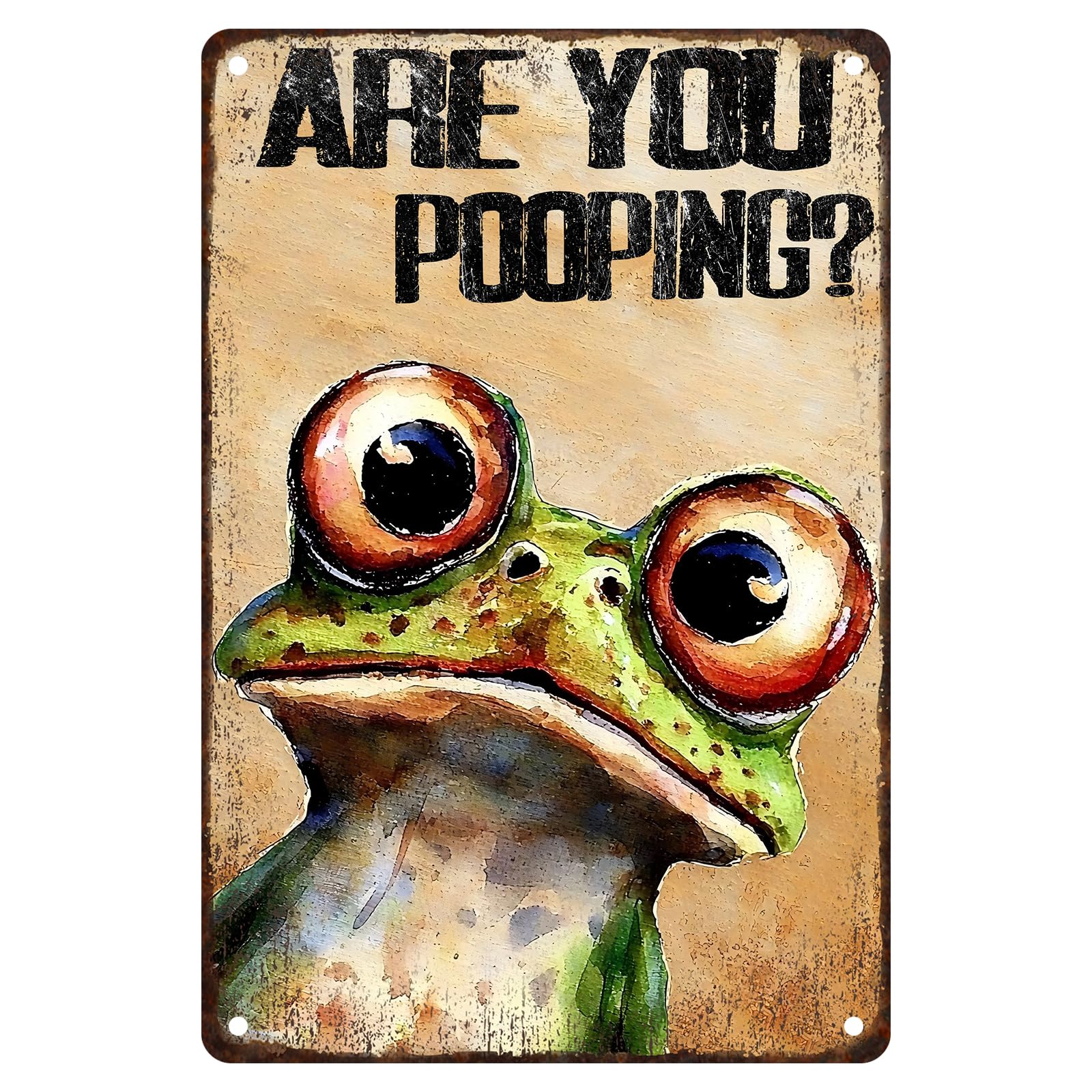 Are You Pooping Frog Sign Funny Bathroom Decor Metal Wall Art For Toilet Restroom Washroom 8x12 Inch