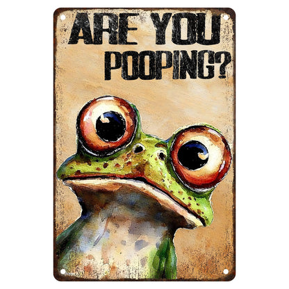 Are You Pooping Frog Sign Funny Bathroom Decor Metal Wall Art For Toilet Restroom Washroom 8x12 Inch