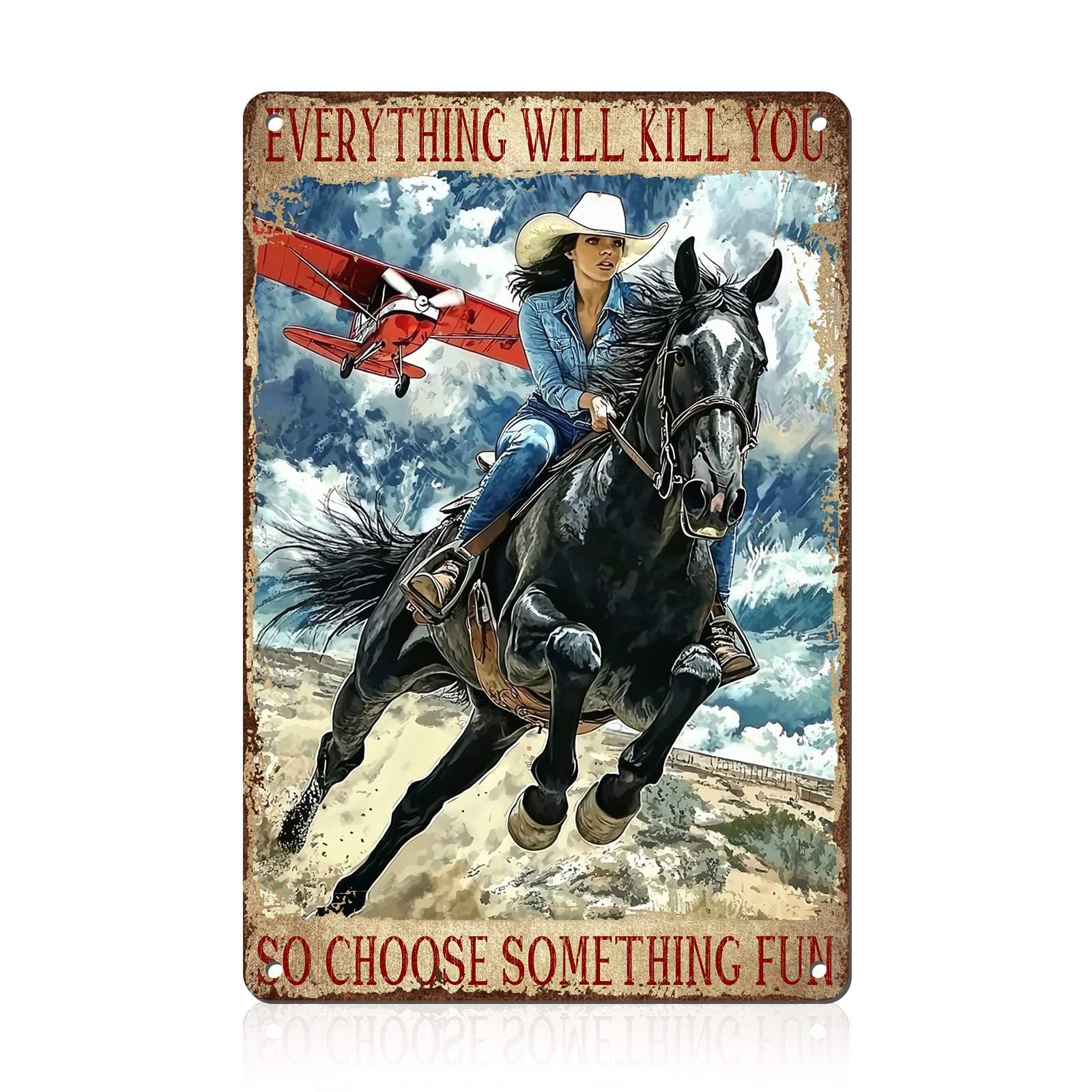 Western Wanted Tin Sign Vintage Metal Poster Rustic Wall Decor Cowgirl Pin Up Art Retro Iron Painting 8x12inch