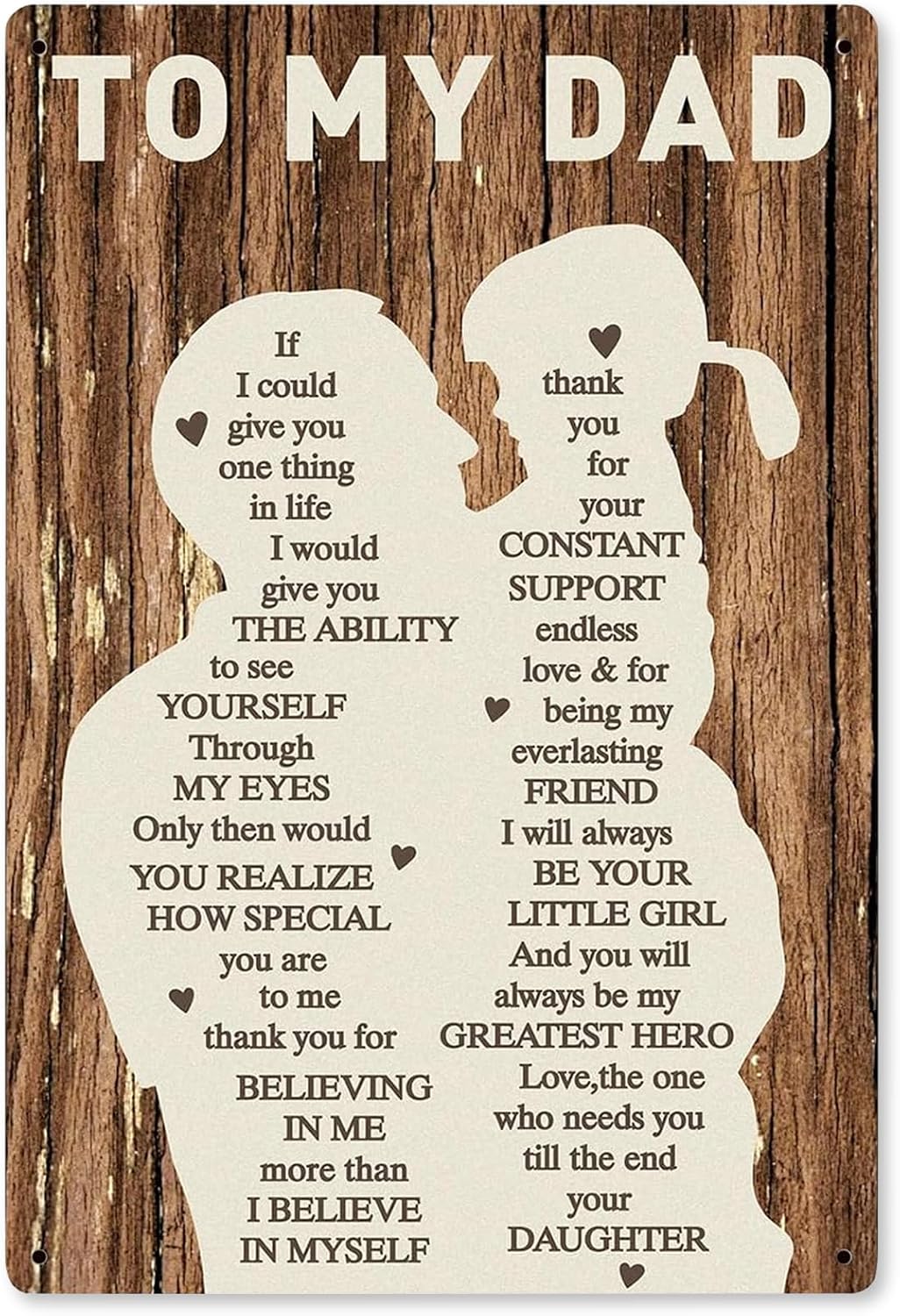 Fathers Day Birthday Gifts From Daughter Wife Dad Gift 12x8In Print Wall Art Metal Plaque Vintage Tin Sign Home Wall decor Personalized Father's Day Gifts Ideas for Dads Husband Men Him