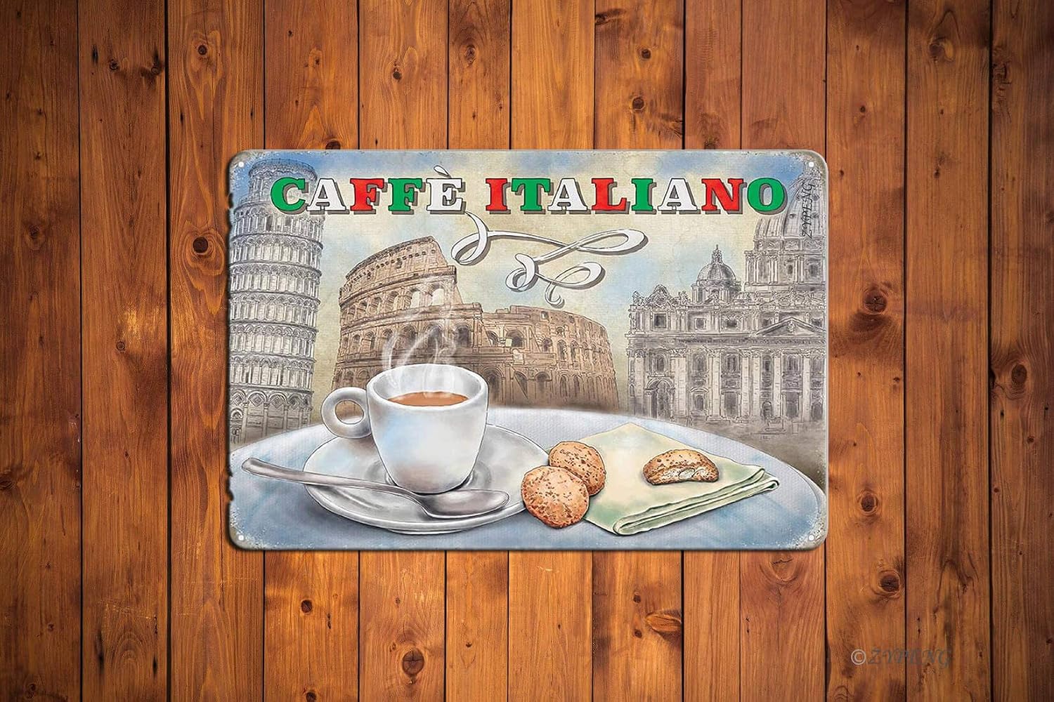 ZYPENG Wall Decor Italian Coffee Vintage Signs Metal Unique Plaques Poster for Shop Indoor Room Cafe Tin Sign 8 x 12 inches
