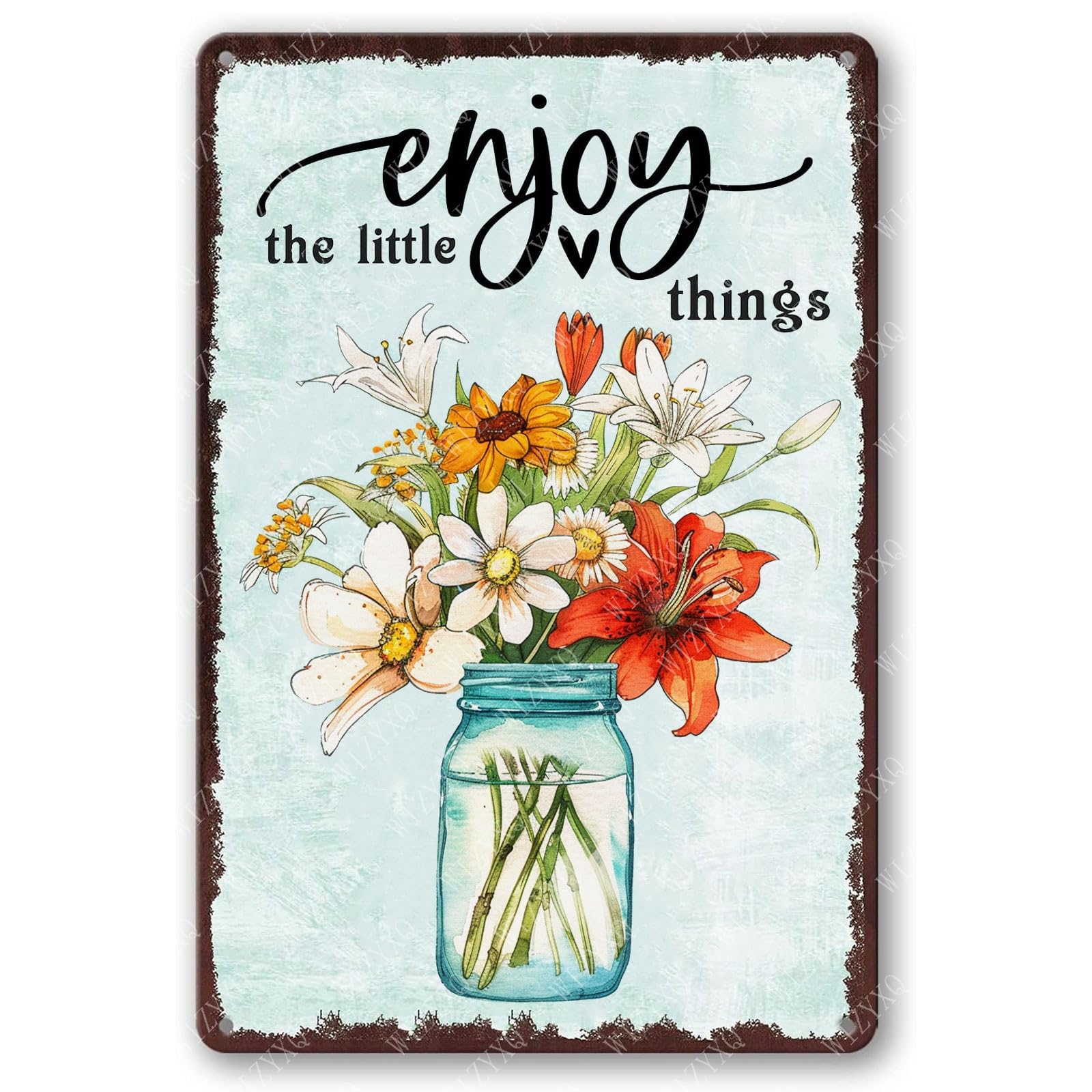 Metal Signs Enjoy The Little Things Vintage Signs Retro Aluminum Metal Tin Sign for Home Office Kitchen Bar Cafe Garden Wall Decor 12x8 Inch