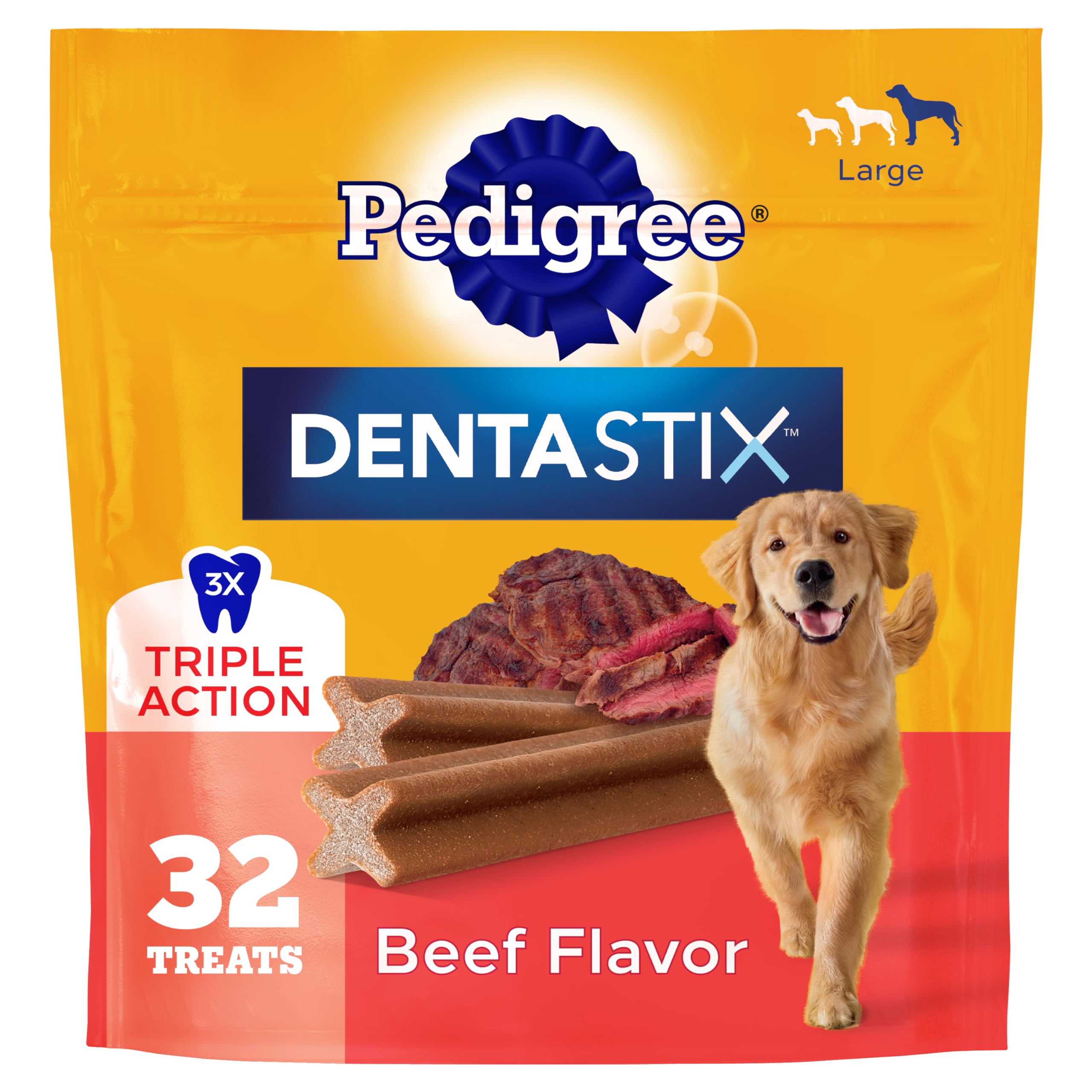 Pedigree Dentastix Large Dog Treats, Original, Beef & Fresh, 2.73 lb. Variety Pack (51 Treats Total)