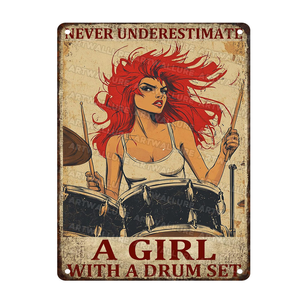 Retro Cowgirl Tin Sign Metal Wall Art Rustic Western Home Decor Wanted Theme 8x12inch