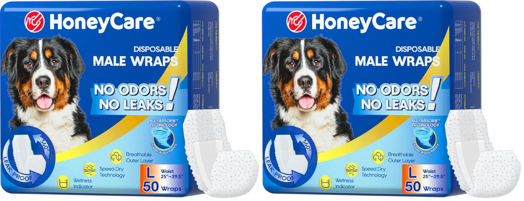 HONEY CARE All-Absorb A26 Male Dog Wrap, 50 Count, Small