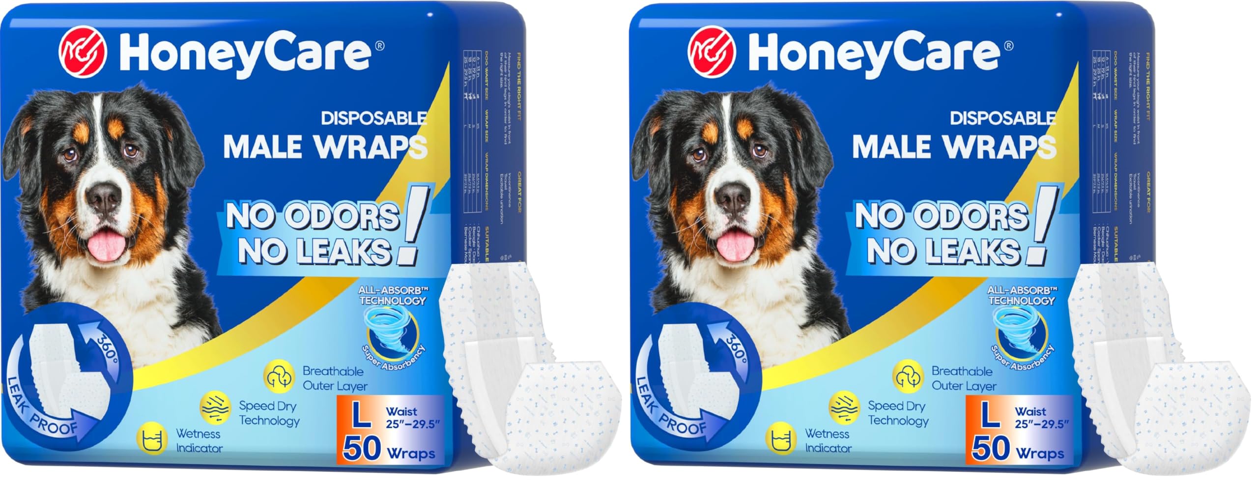 HONEY CARE All-Absorb A26 Male Dog Wrap, 50 Count, Small