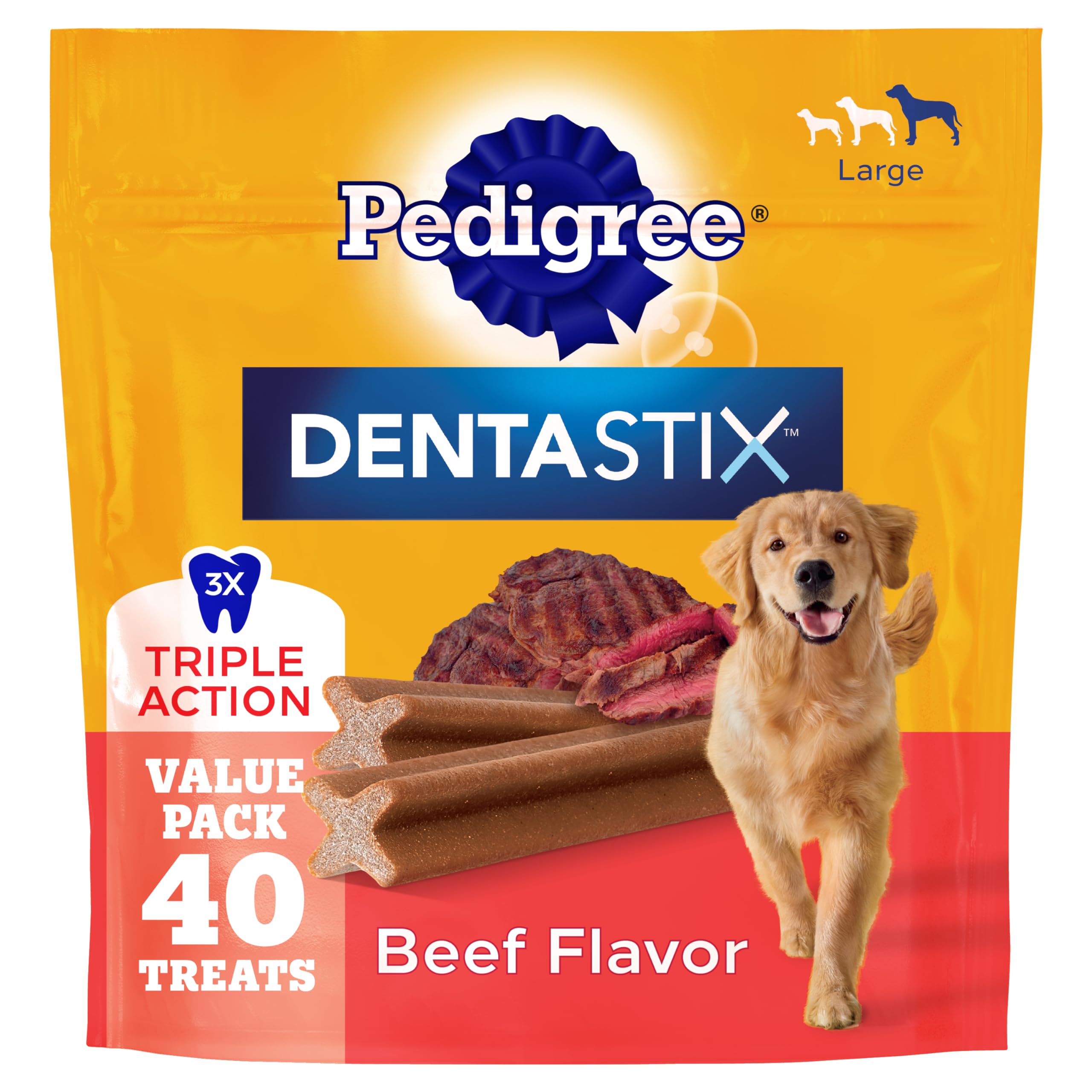 Pedigree Dentastix Large Dog Treats, Original, Beef & Fresh, 2.73 lb. Variety Pack (51 Treats Total)