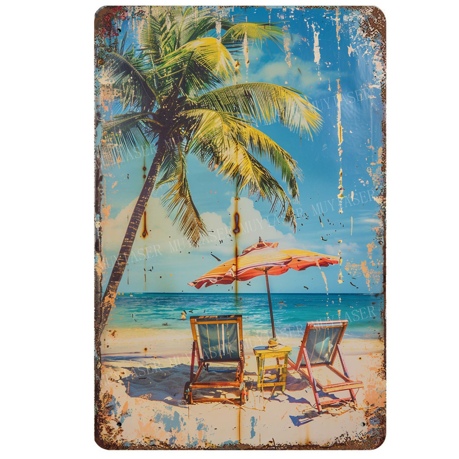 Metal Signs Vintage Beach Decor Retro Aluminum Tin Sign for Beach Kitchen Office Home Bar Cafe Decor 8x12 Inch