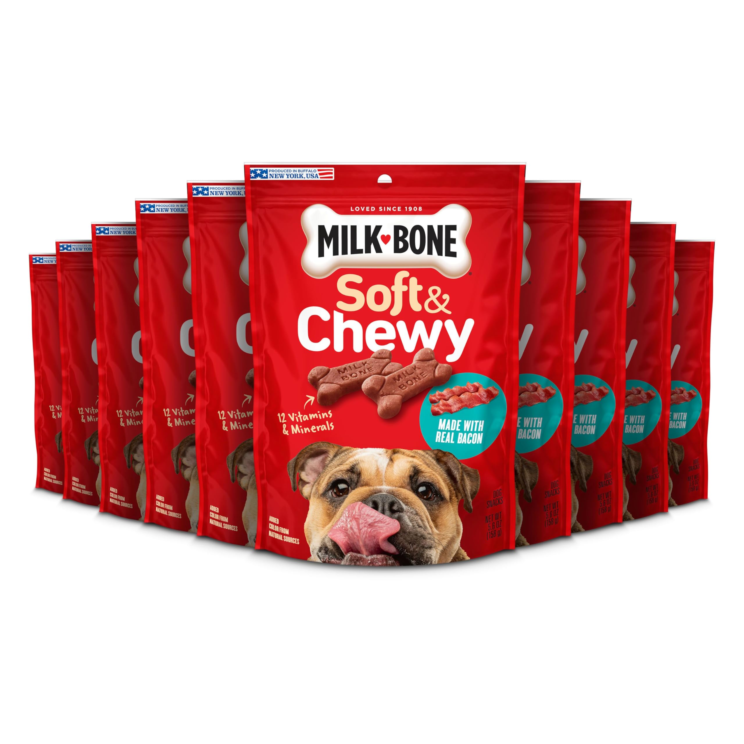 Milk-Bone Soft & Chewy Dog Treats, Made with Real Beef & Filet Mignon, 25 Ounce Canister