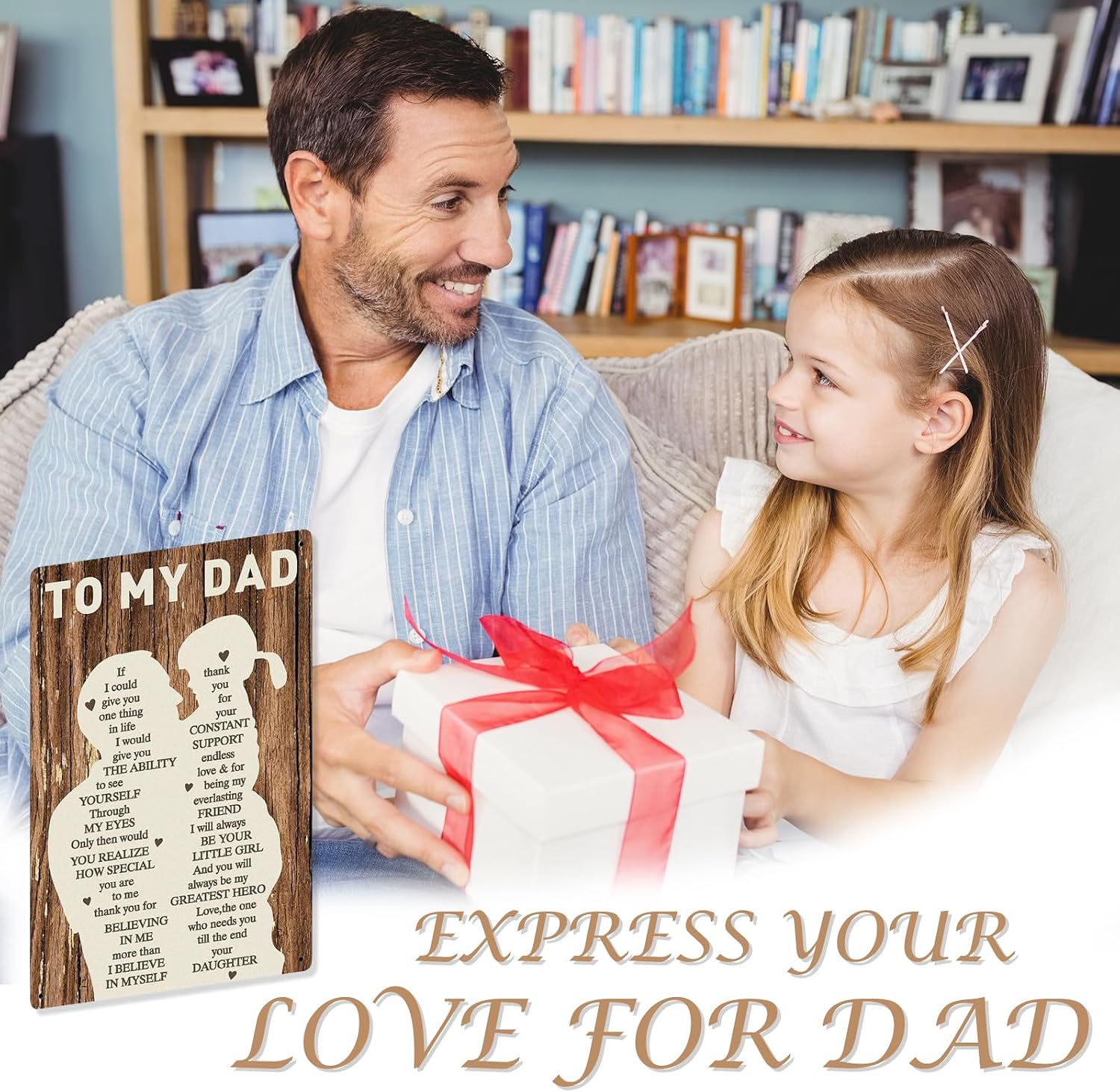 Fathers Day Birthday Gifts From Daughter Wife Dad Gift 12x8In Print Wall Art Metal Plaque Vintage Tin Sign Home Wall decor Personalized Father's Day Gifts Ideas for Dads Husband Men Him