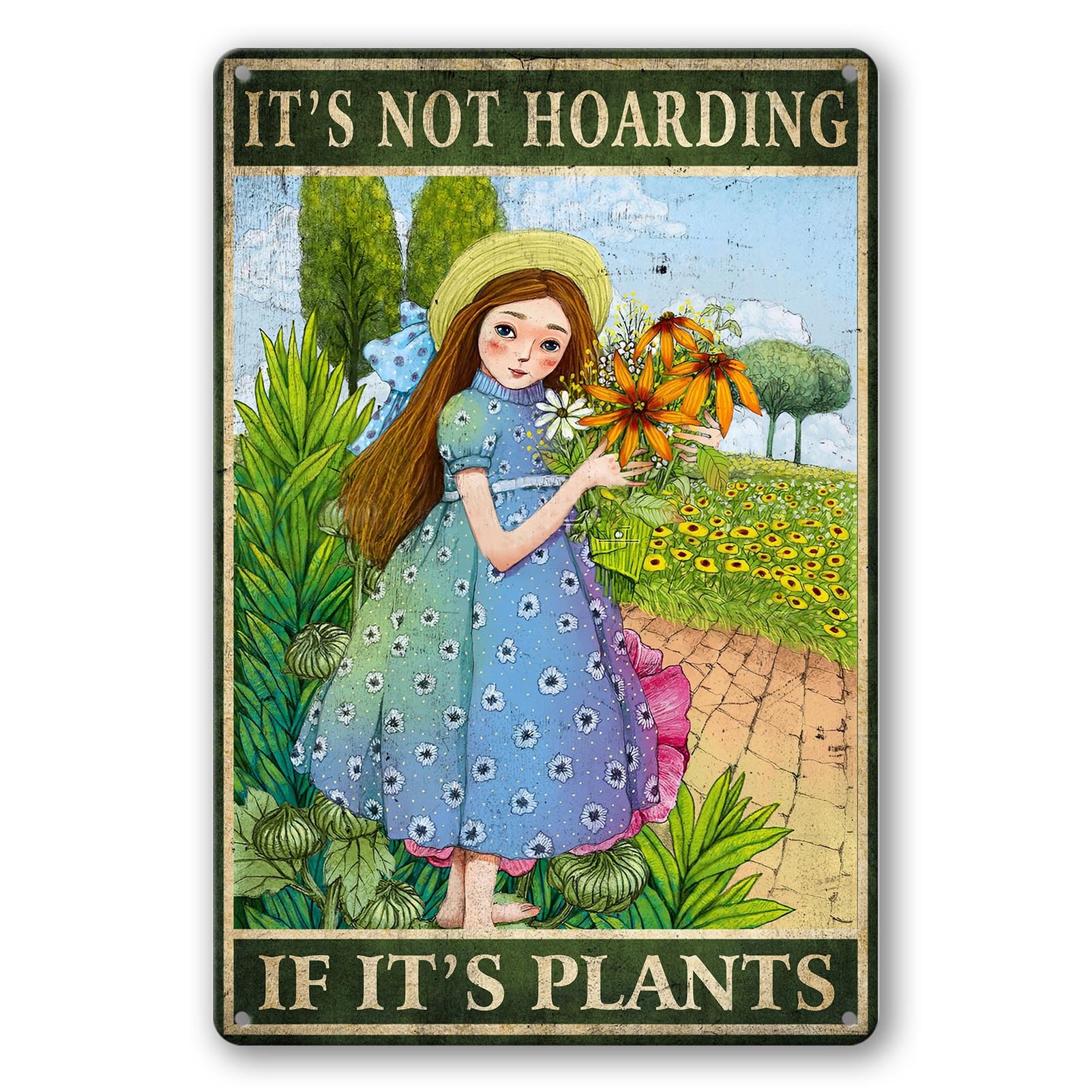 Vintage Metal Tin Signs - Bird & Flower Garden Plaques, Decorative Outdoor 8x12 Inch