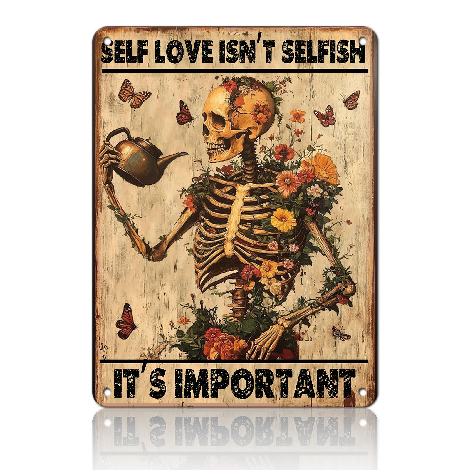 KIYOYO Vintage Tin Metal Sign Poster Grow Positive Thoughts Vintage Poster Flower Head Girl Poster Mental Health Poster Motivational Poster Emotions Poster Vintage Wall Home Decor 8x12 Inch