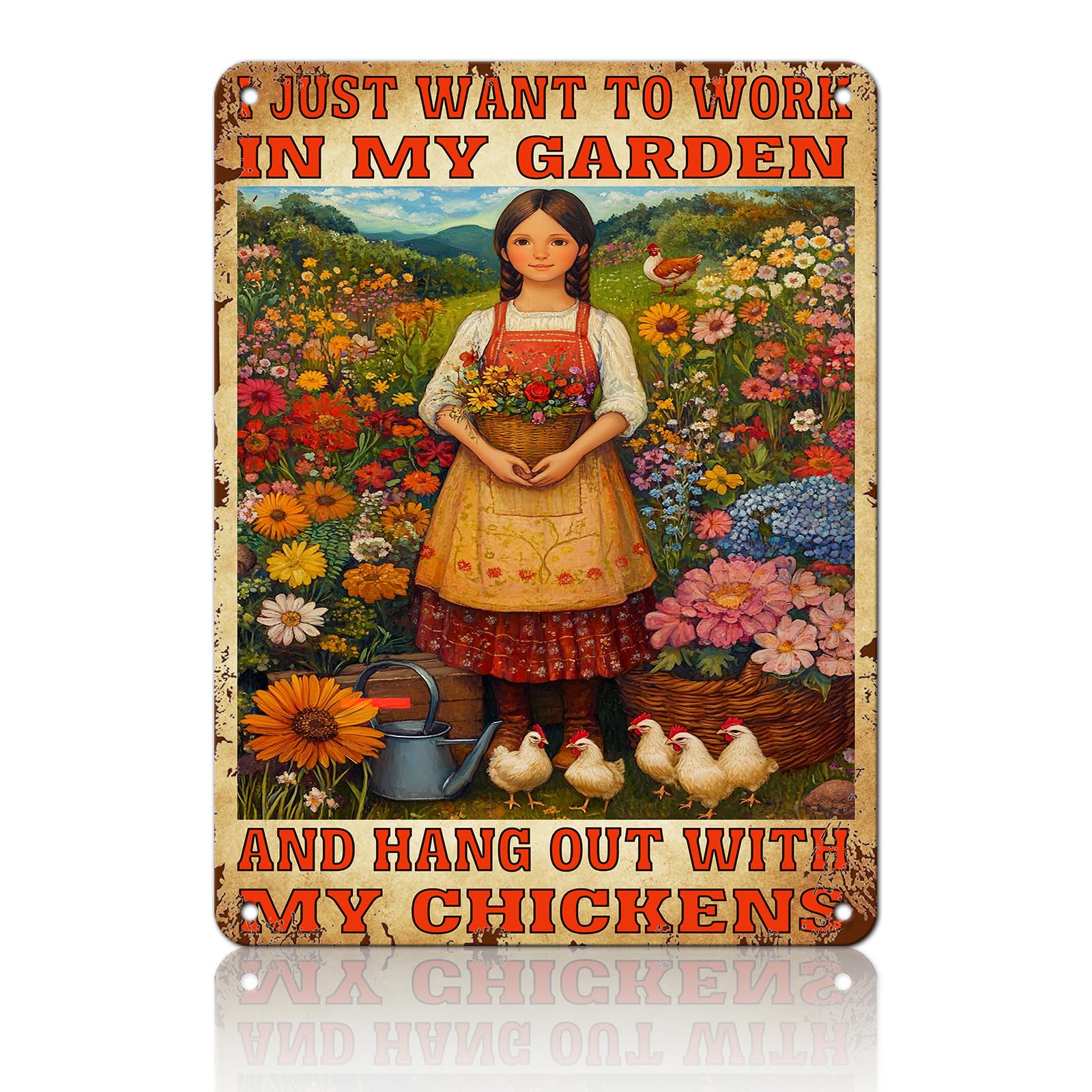 KIYOYO Vintage Tin Metal Sign Poster Grow Positive Thoughts Vintage Poster Flower Head Girl Poster Mental Health Poster Motivational Poster Emotions Poster Vintage Wall Home Decor 8x12 Inch