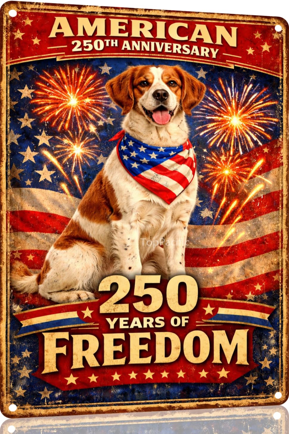 American 250th Anniversary Border Collie Funny Tin Sign 12x8 Inch Independence Day Vintage Metal Wall Art Retro Humor for Kitchen Bedroom Room Home Gift Decoration(59342)
