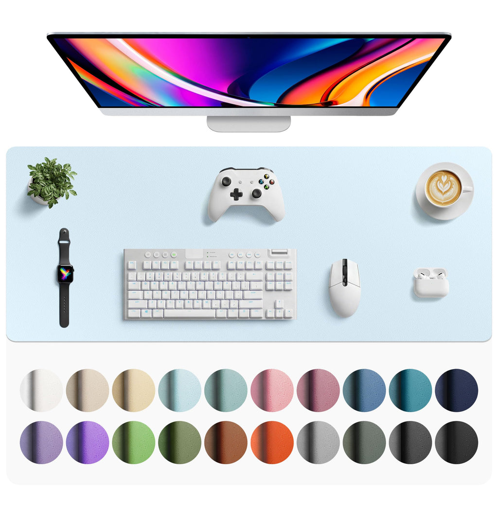 Aothia Non-Slip Waterproof PU Leather Desk Pad Protector for Mouse, Writing Desk, Office, Home, Laptop Blotter, 23.6" x 13.7", Black