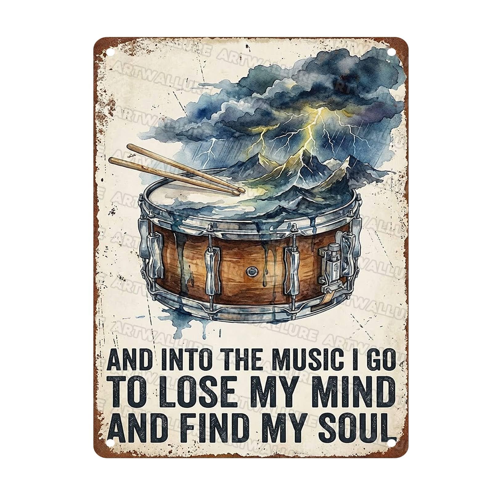 Acoustic Guitar Metal Tin Sign Nature Scenery Music Decor Vintage Wall Art Gift for Guitar Player Camping Lover 8x12Inch