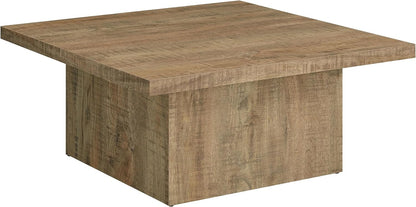 Coaster Home Furnishings Zetta Square Cocktail Living Room Coffee Table Engineered Eco-Friendly Wood Look Laminate Veneer Rustic Farmhouse Mango Brown 708068