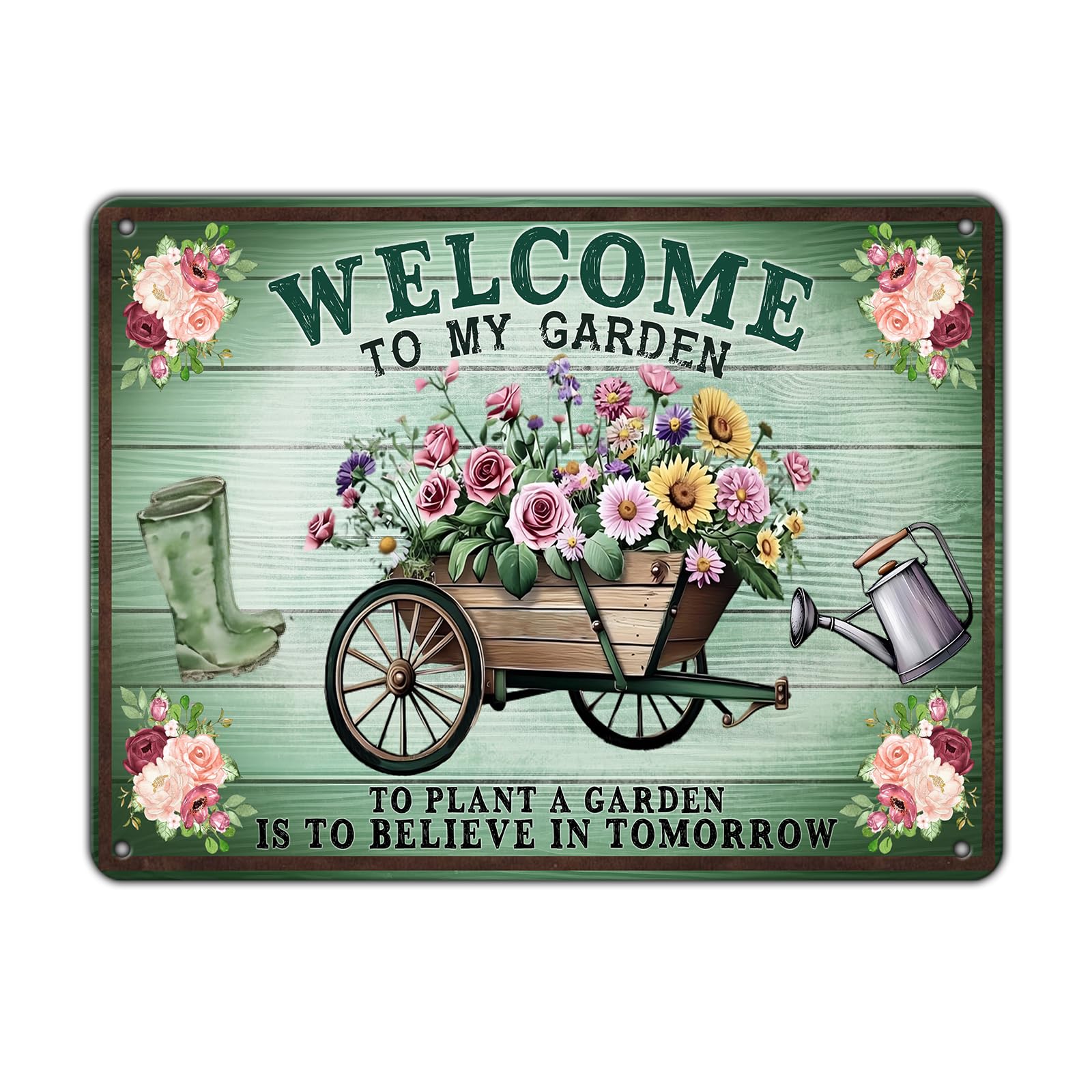 Gardening Gifts Metal Gardening Signs Welcome to My Garden Vintage Tin Sign for Home Garden Greenhouse Living Room Bedroom Yard Cottage Outdoor Decor 8x12Inch