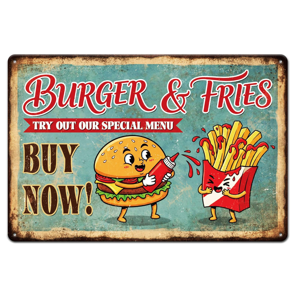 GLOBLELAND Hot Dog Fast Food Metal Tin Sign 8x12inch "Best In Town" Vintage Painting Tin Sign Wall Poster Plaque for Kitchen Breakfast Dining Room Café Brunch Culinary Room