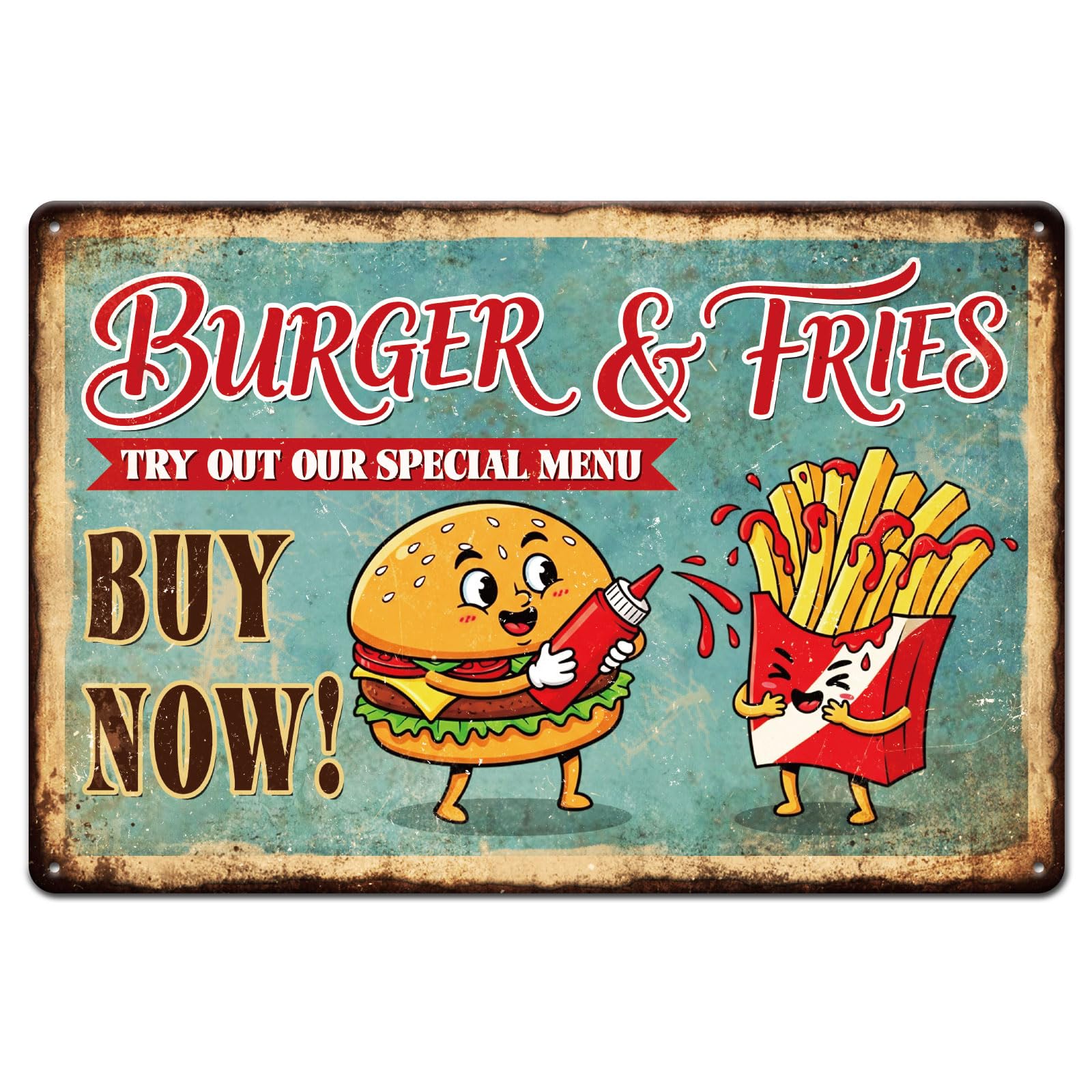 GLOBLELAND Hot Dog Fast Food Metal Tin Sign 8x12inch "Best In Town" Vintage Painting Tin Sign Wall Poster Plaque for Kitchen Breakfast Dining Room Café Brunch Culinary Room