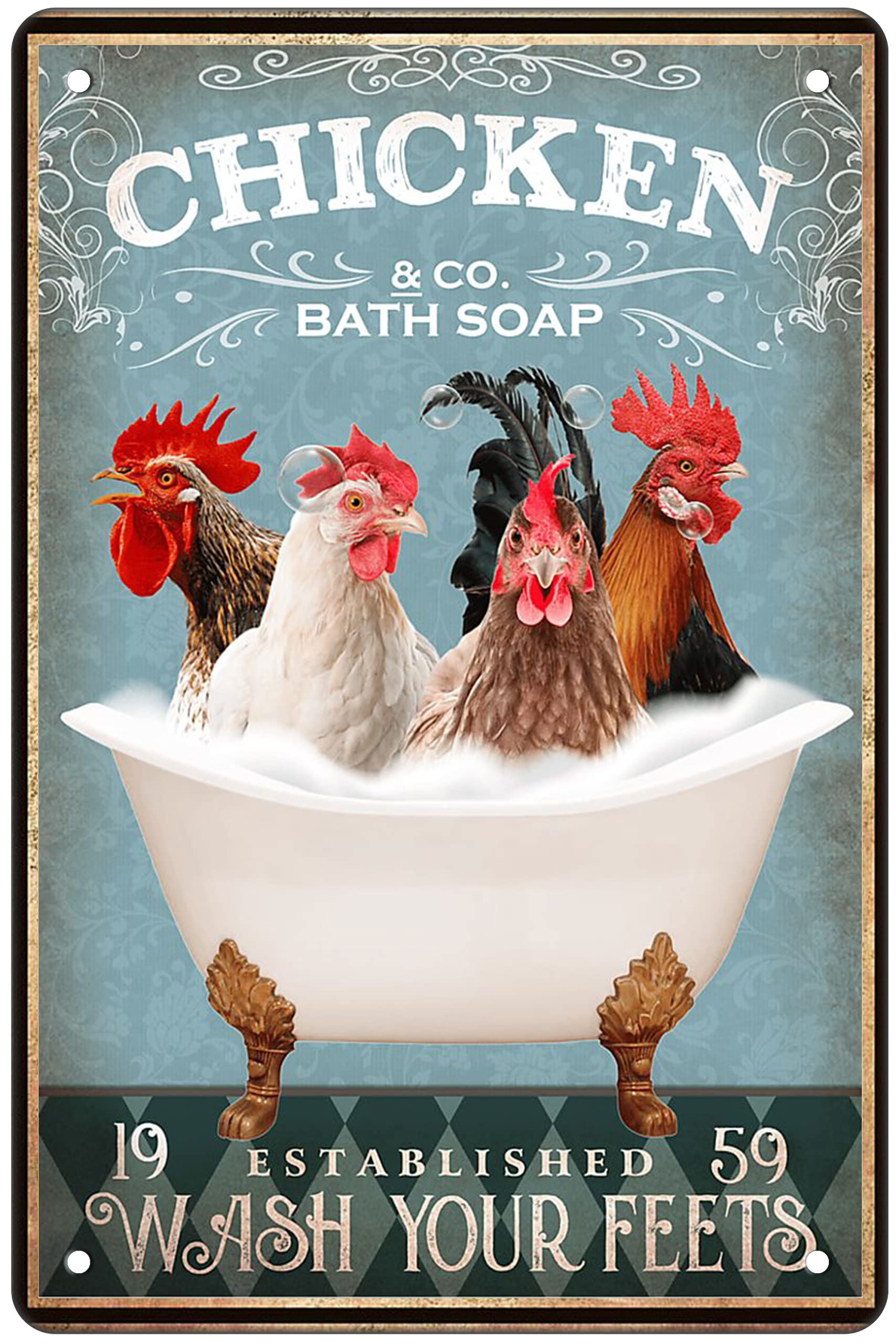 Vintage Metal Pig Bathroom Decor Tin Sign Wall Art Poster Retro Bar Home Decor 8x12 Inch